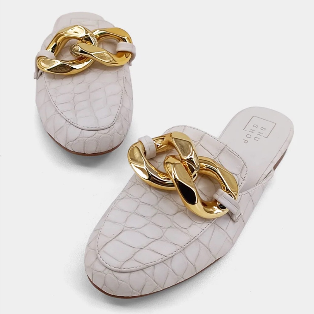 ShuShop White and Gold Women's Loafers